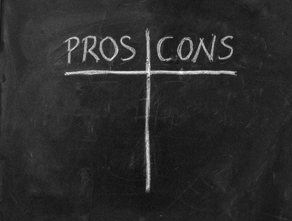 Pros contra cons concept. Empty list on chalkboard background, for decision making. - Real-Estate-Leads Unlocking the Potential of Real Estate Auctions: Pros and Cons